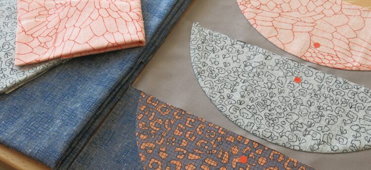 Luna Lovequilts - Hand appliqué half circles - Mixing Gleaned and Polk collections by Carolyn Friedlander