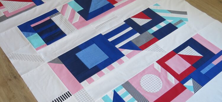 Luna Lovequilts - A finished quilt top - Inspired by Camille Walala's colours and graphic patterns