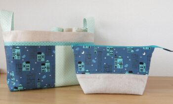 Luna Lovequilts - Divided Basket and Open Wide pouch in Cotton and Steel fabrics