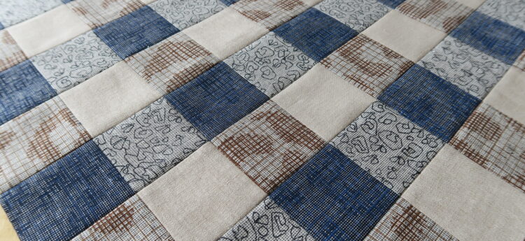 Luna Lovequilts - Gingham quilt block - Carolyn Friedlander Polk collection combined to Essex Linen