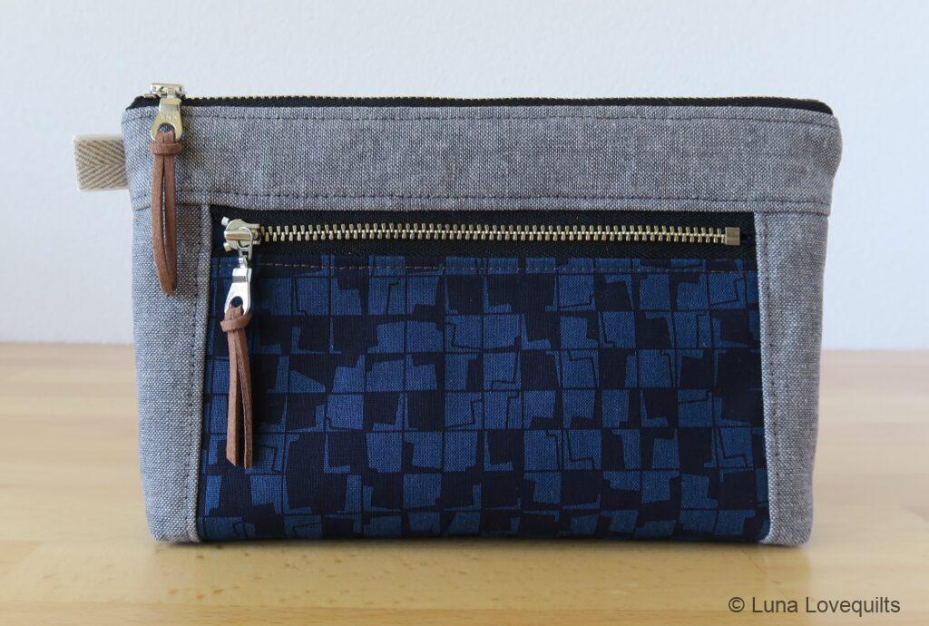 Luna Lovequilts - Devon Pouch pattern by SOTAK - In Carolyn Friedlander and Essex Linen