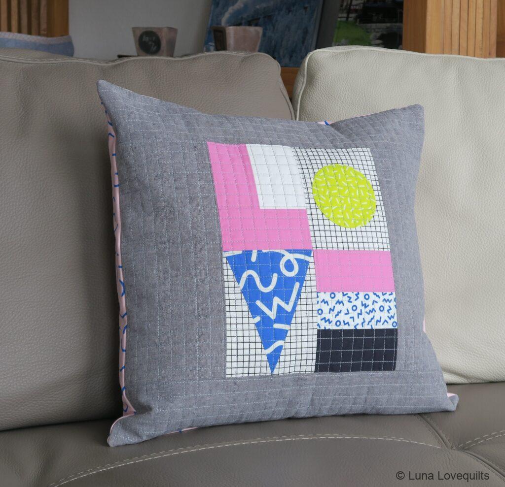 Luna Lovequilts - LOVE quilted pillow II - Snap to Grid collection by Kim Kight for Cotton and Steel