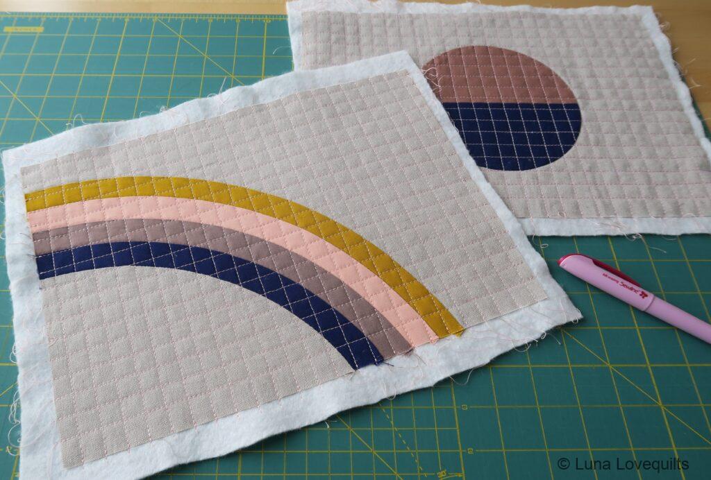 Luna Lovequilts - Rainbow quilted pouch in progress