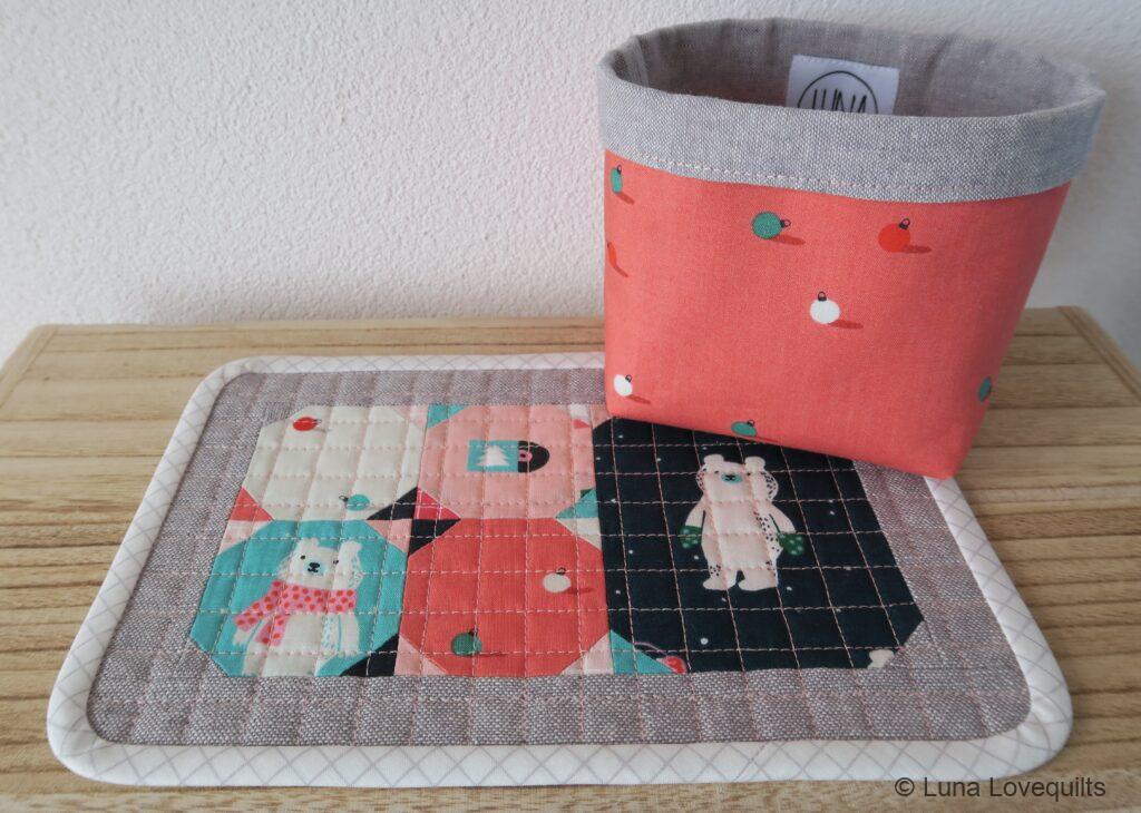Luna Lovequilts - Quilted mug rug - Flurry Christmas collection from Ruby Star Fabrics