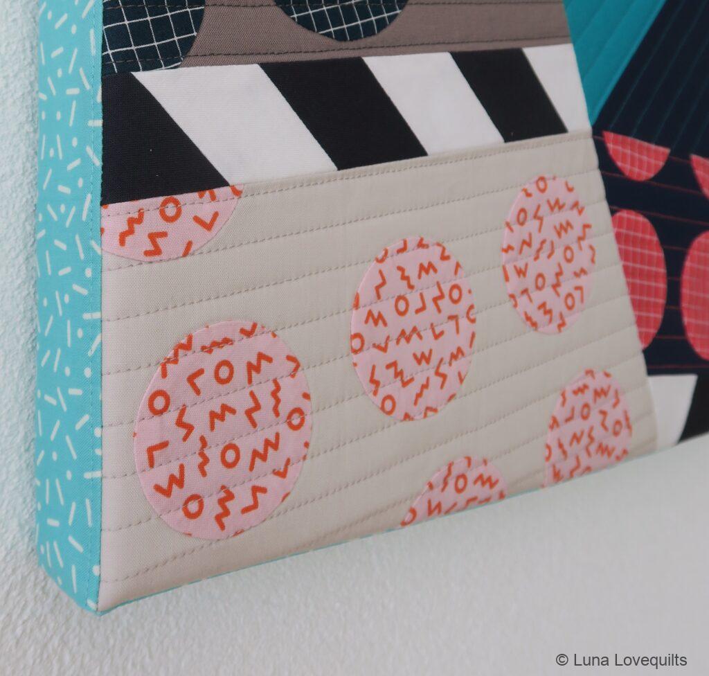 Luna Lovequilts - Modern mini quilt - Stretched on a canvas - Close-up