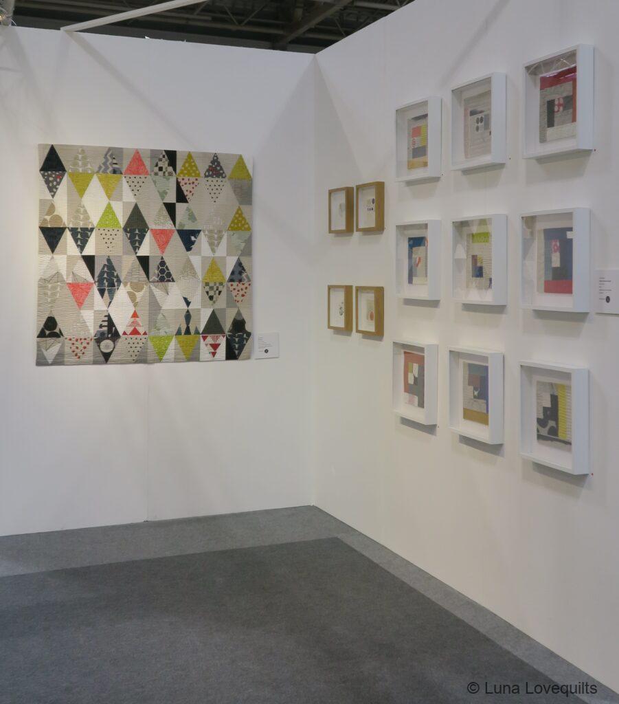 Sarah Hibbert solo exhibit at Festival of Quilts Birmingham 2022 - framed mini quilts