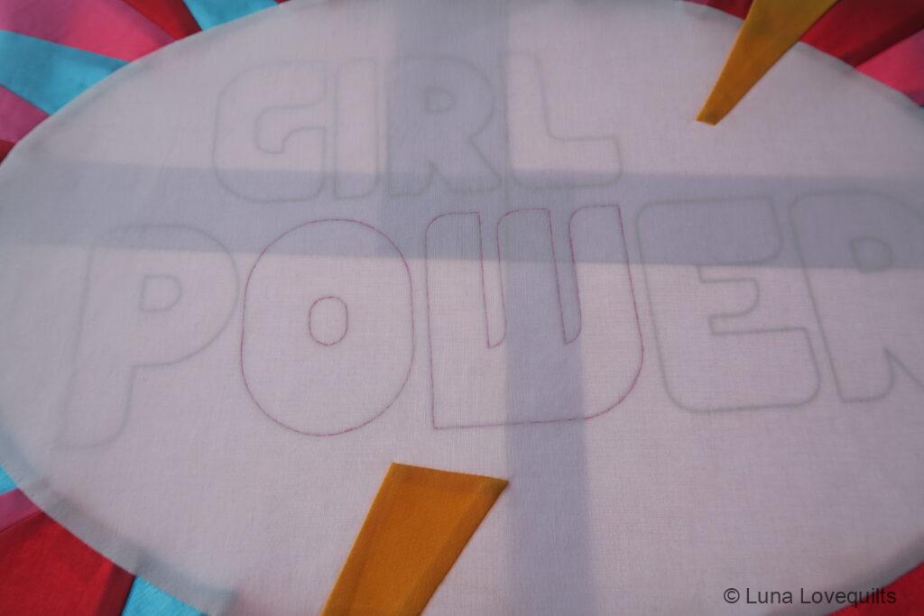 Luna Lovequilts - Girl Power quilt top - Tracing text