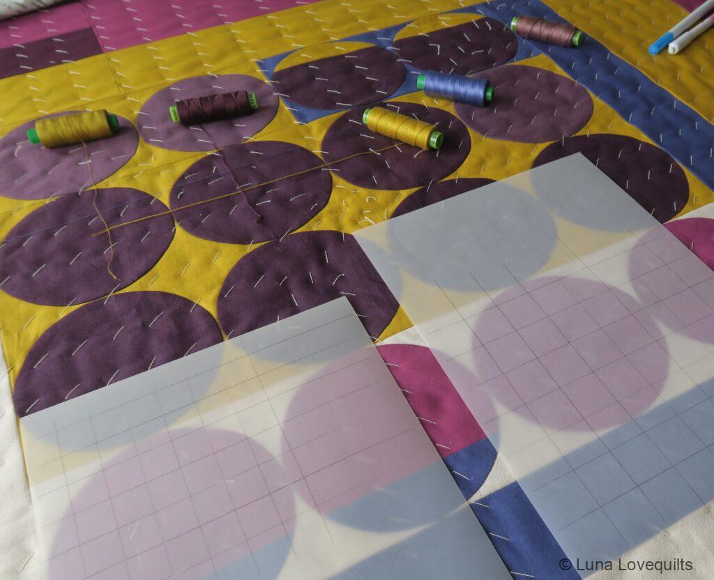 Luna Lovequilts - Handwork project - Auditioning quilting threads