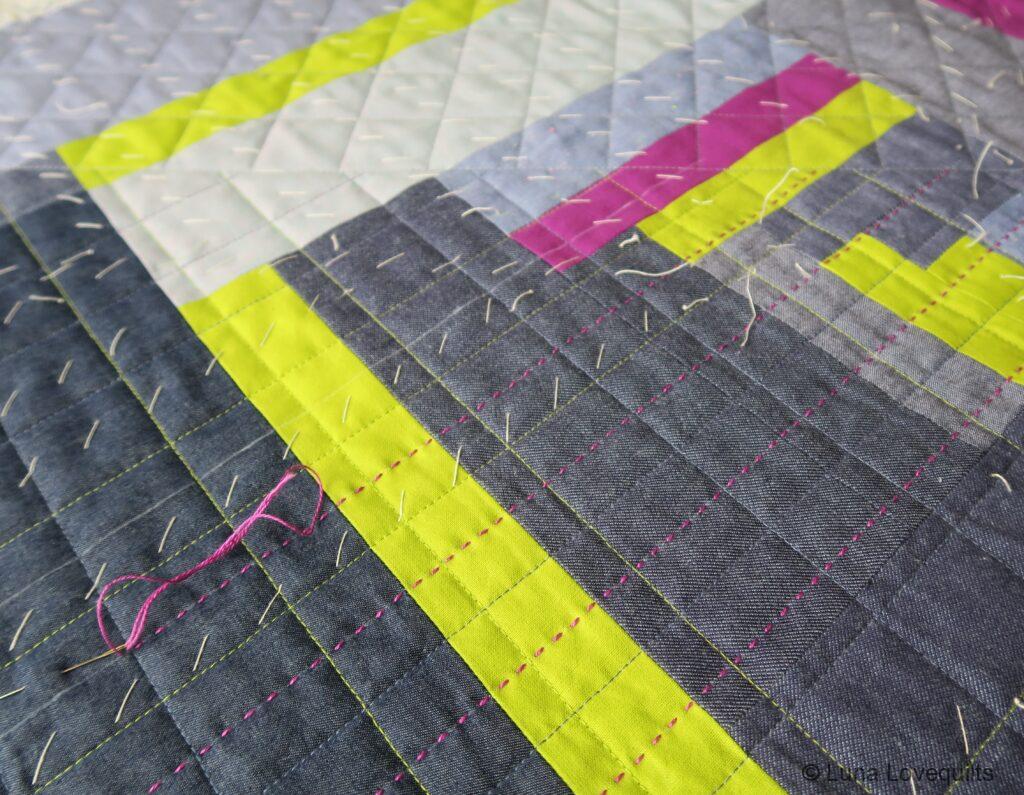 Luna Lovequilts - A project inspired by Gee's Bend quilts - Quilting in progress