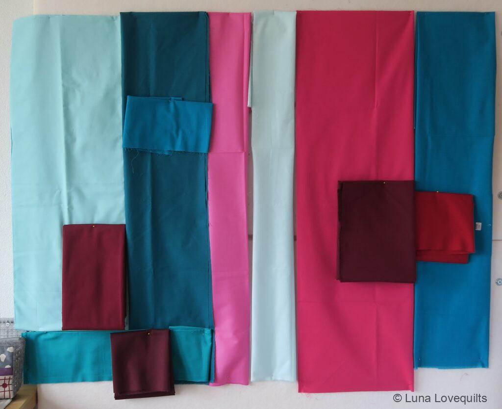 Lunalovequilts - New quilting project #4 - Auditioning fabrics