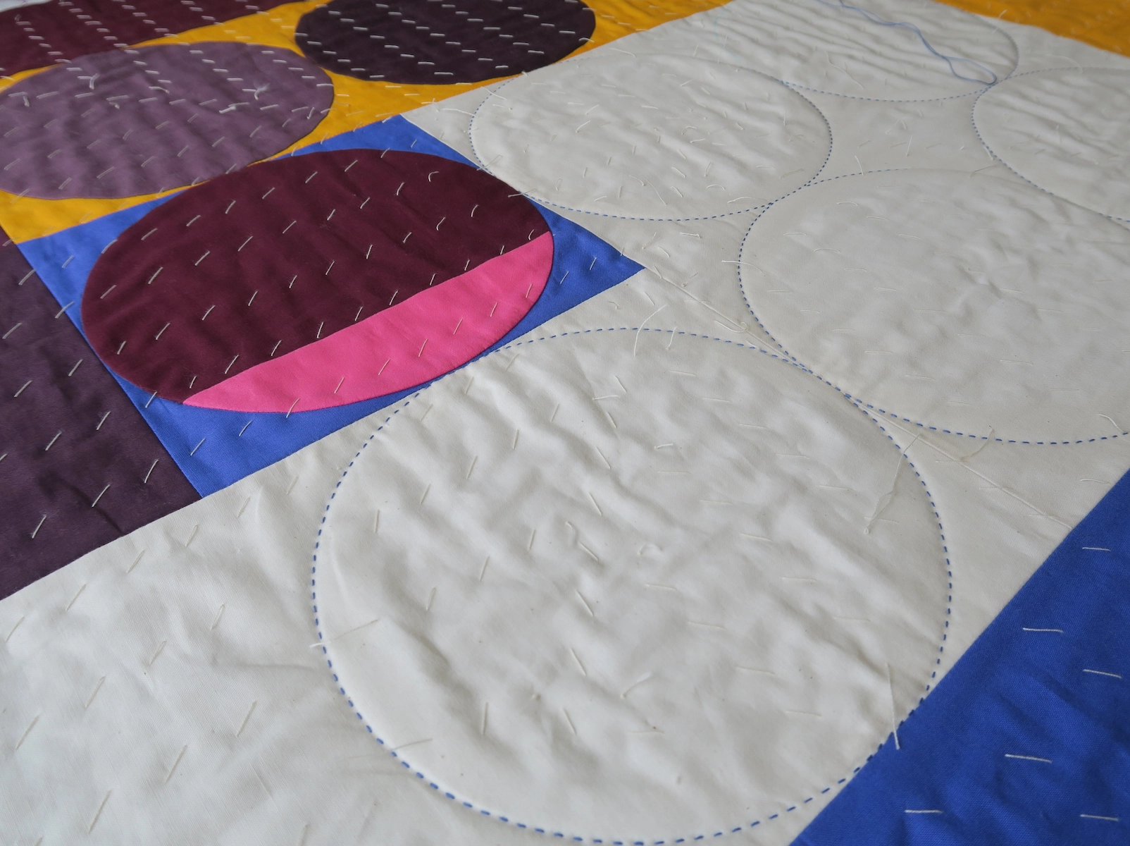 Sophie Zaugg - Quilt - Gameplay III - Hand quilting in Progress