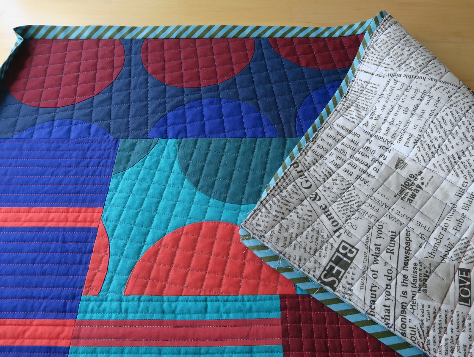 Sophie Zaugg – Quilt – Polka Dot – Binding in Progress Sophie Zaugg - Quilt - Polka Dot - Binding in Progress